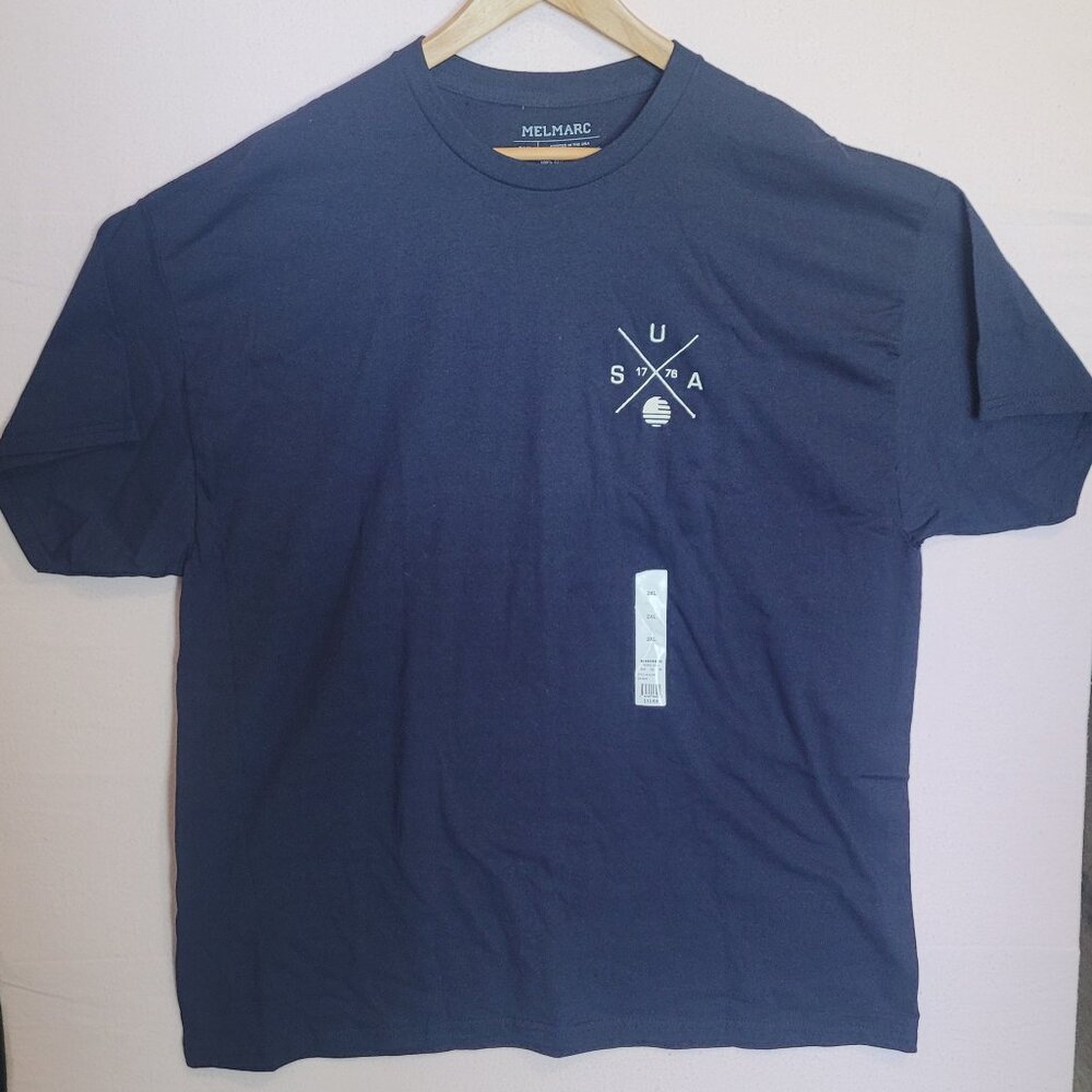 NWT T-Shirt Size 2XL Navy Blue MELMARC 100% Cotton USA 1776